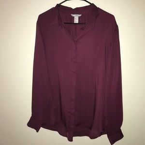 H&M Maroon Button Down Blouse